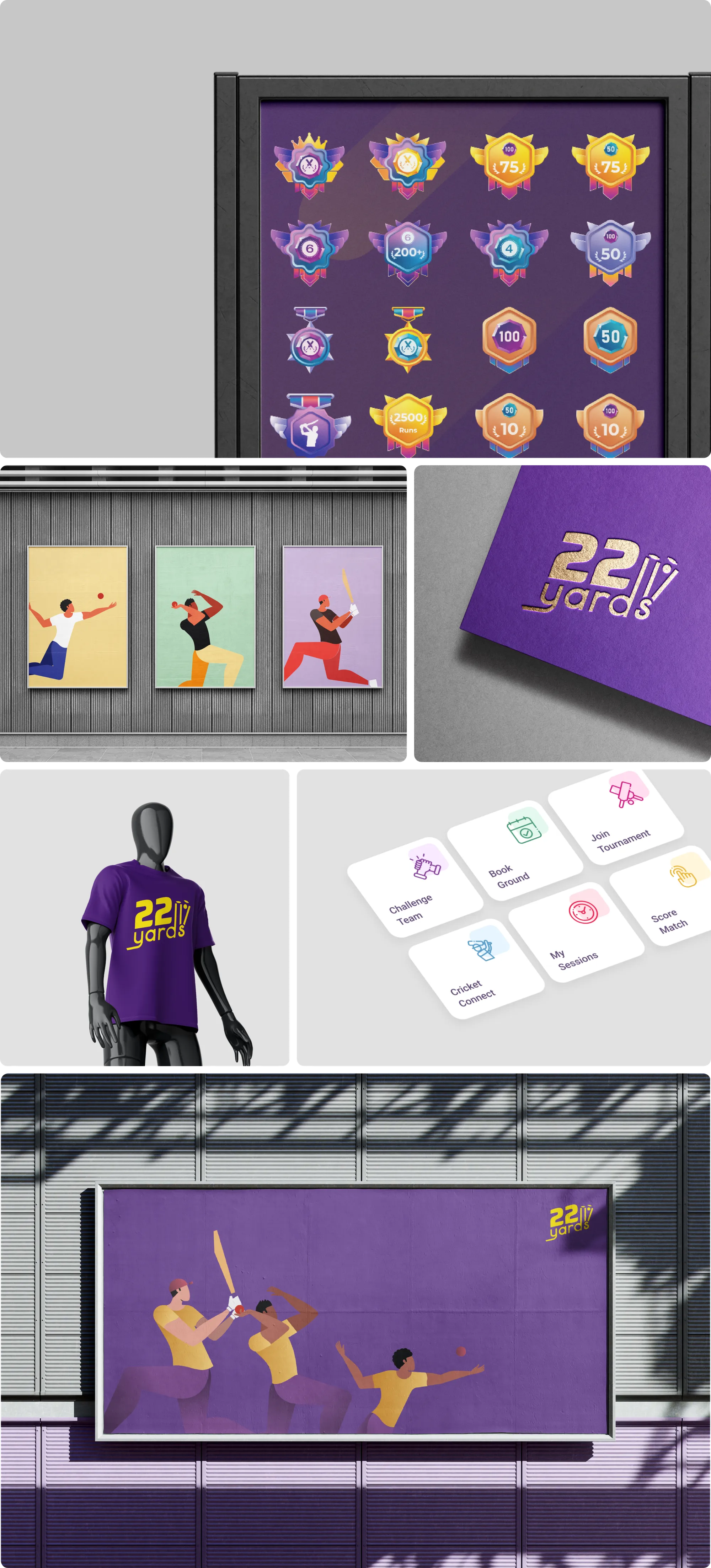 22Yards brand system applied across touchpoints